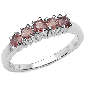5 Stone Round Garnet Bague de Fiançailles en Platine (1/2 cttw) - La Taille 52