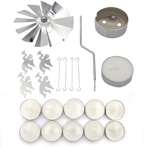 Qsin Sliver Spinning Candle Holder Come with Tea Light Candles Set of 10 (Angel)
