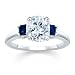 2.01 CT CUSHION DIAMOND W PRINCESS BLUE SAPPHIRE RING 18K