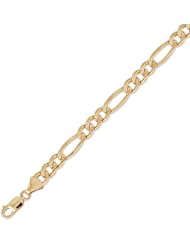 14K Solid Yellow Gold Figaro D.C. Chain Bracelet 7.1mm (17/64 in.) - 8.5 in.
