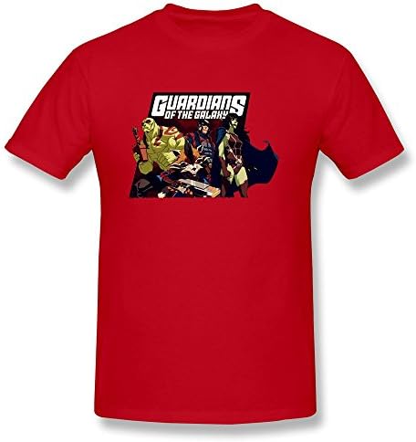 XUEJW Men's Guardians Of The Galaxy Cotton Round Collar T Shirt,XL,Red