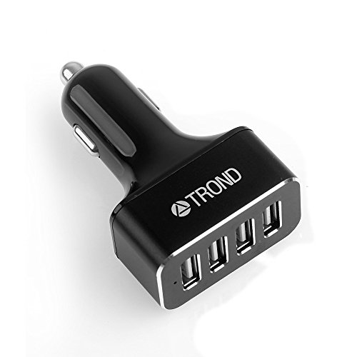 Car Charger, TRONDÂ® CG4 4-Port USB Car Charger with Smart Charging Technology (48W / 9.6A, Aluminum Craftsmanship), for iPhone 4 4s 5 5s 5c 6,6s 6 plus 6s plus, Samsung Galaxy Note 4 5, S4 S5 S6 Edge+, iPad Air/Mini/Pro & More (Black)