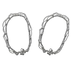 Womens Fashion Ankle Bracelet Pair in Silver 10.25 inches