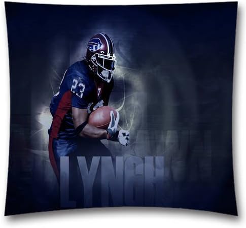 Monogram Pillow NFL Decorative Pillow Personalized buffalo bills lynch Custom Throw Pillows Dorm Decor Housewarming Wedding Anniversary Gift Size:18x18Inch