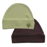 Hudson Baby Organic Touched By Nature Neutral Design Caps, 2 Pack, Green-Tree