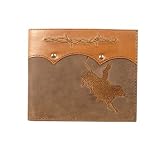 Bull Rider and Barbed Wire Bi-Fold Leather Wallet by Trenditions; AJ's Western Wear