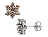Chocolate Diamond 1/2 Carat (ctw) Ice Flower Earrings in 14K White Gold