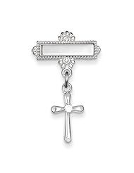 Sterling Silver Polished CZ Cross Pin. Metal Wt- 1.5g