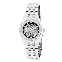 Armitron Women's Automatic Silver-Tone Skeleton Swarovski Crystal Accented Watch #753723BKSV