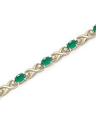 14kt Yellow Gold Oval Emerald and Diamond Bracelet