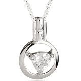 Trillion Cut White Cz Pendant Necklace Sterling Silver