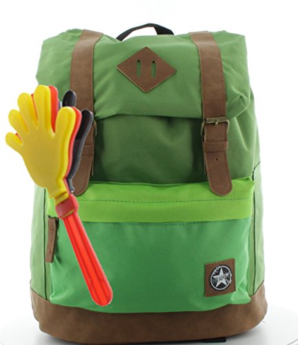 Franky Kinderrucksack KRS3 mit Laptopfach 13 Zoll Grün + EM Fan-Klatsche Fanartikel