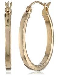 14k Yellow Gold 1.8 x 2.3mm Diamond-Cut Hoop Earrings