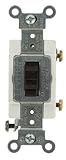 Leviton CSB1-15 15-Amp, 120/277-Volt, Toggle Single-Pole AC Quiet Switch, Commercial Grade, Groundin