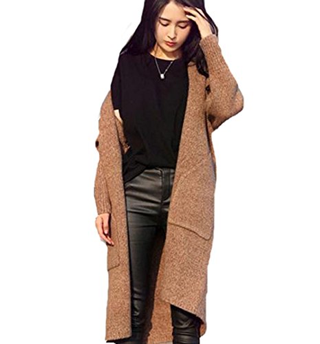 ハニーオンデイズ秋冬 レディース ポケット付き ロング丈 ニット カーディガン カジュアル トレンド アウター ロング コート