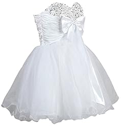 Organza Sweetheart  Beaded Short Evening Dress/Prom Dress/Wedding Party Dress  With a Bow(s)