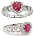 Color CZ Rings - Ruby Red Heart Design Cubic Zirconia Ring
