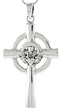 Sterling Silver Claddagh Celtic Cross Pendant, 2 in. (51mm)