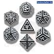 Q-Workshop Polyhedral 7-Die Set: Carved Nuke Dice Set (Black and White)