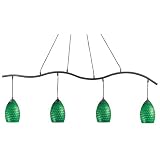 Z-Lite 131-4SB-GREEN 61-Inch 4-Light Billiard / Island Fixture with Glass Shades