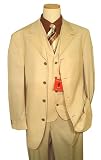 Steve Harvey Solid Bone Code Red Super 120's Wool Wideleg Suit By Zanetti