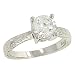 Engraved Solitaire Engagement Ring w/ Filigree (CZ ctr