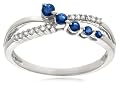 10k White Gold Sapphire and Diamond Journey Ring