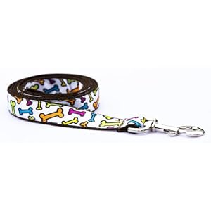 Large Bones White Jewell Dog Leash - Nylon Webbing: 1