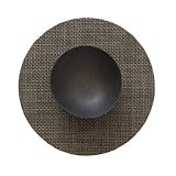 Round Woven Vinyl Placemat Texture/Color: Basketweave/Carbon