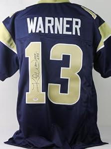 RAMS KURT WARNER AUTHENTIC SIGNED JERSEY NAVY BLUE AUTOGRAPHED CERTIFICATE OF AUTHENTICITY PSA/DNA #4181401002
