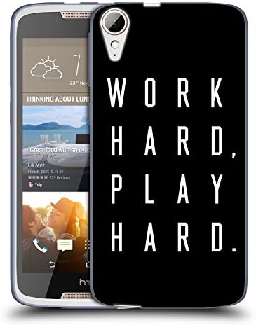 Official Caitlin Workman Work Hard Play Hard Black Typography Soft Gel Case for HTC Desire 828 dual sim