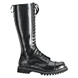 MENS SIZING Gothic Boots 20 Eyelet Single Sole Knee Boot Black Leather Steel Toe