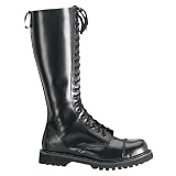 MENS SIZING Gothic Boots 20 Eyelet Single Sole Knee Boot Black Leather Steel Toe