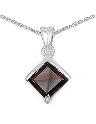 1.80 Carat Genuine Garnet Sterling Silver Pendant Necklace. 18"