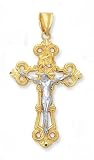 14K Two-Tone Gold Crucifix - 3.0