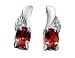 Garnet Gemstone Earrings with Diamonds (3/8 inch) in White Gold