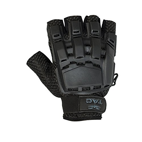 Valken V-TAC Half Finger Plastic Back Airsoft Gloves, Black, X-Large/XX-Large