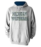 NCAA Michigan Full Zip Hooded Sweatshirt (Small, Grey/Navy)