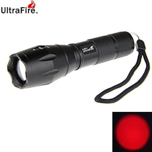 Ultrafire® E17 500lm Cree Q5 LED 5-mode Black Shell Portable Flashlight Torch Adjustable Focus Zoom Lamp- Red Light