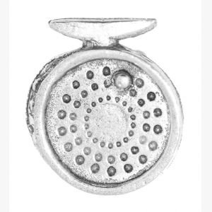 Pewter Pin Badge Fishing Fly Fishing Reel