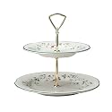 Pfaltzgraff Winterberry Two-Tiered Server With 10 1/2-Inch And 8-Inch Plates And Gold Spacer With Handle