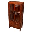 Handcarved 50" Storage / Display / Curio Cabinet With Carved Panels & Redwood Finish