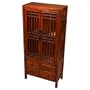 Handcarved 50" Storage / Display / Curio Cabinet With Carved Panels & Redwood Finish