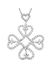 Diamond Multi Heart Pendant in 14k White Gold with Chain 16" (0.92cttw, F Color, VS Clarity)