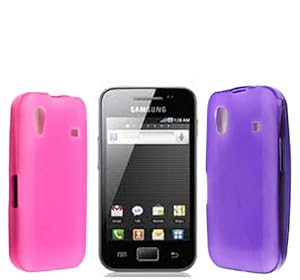 A PACK OF PINK + PURPLE COLOUR GEL PROTECTION CASE COVER FOR SAMSUNG GALAXY ACE S5830