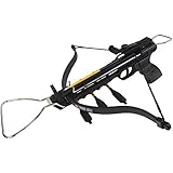 80 lb Black / Camouflage Aluminum Hunting Pistol Crossbow Archery Bow with Build-In Arrow Holder +15 Bolts +2 Strings 50
