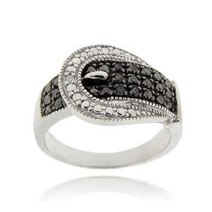 Accent Buckle Ring Sterling Silver Black Diamond