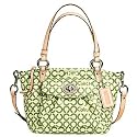 AUTHENTIC COACH OP ART CTD CANVAS CONVERTIBLE SMALL LEAH TOTE (Lime)