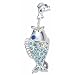 Surgical Steel Body Piercing Navel Ring with Cute Reverse Blue Jeweled Fish Surgical Steel Body Piercing Navel Ring with Cute Reverse Blue Jeweled Fish