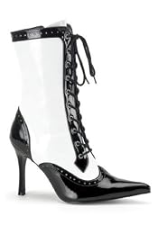 Women's Two-Tone Gangster Style Calf-High Boot With 3 3/4 Inch Stiletto Heel